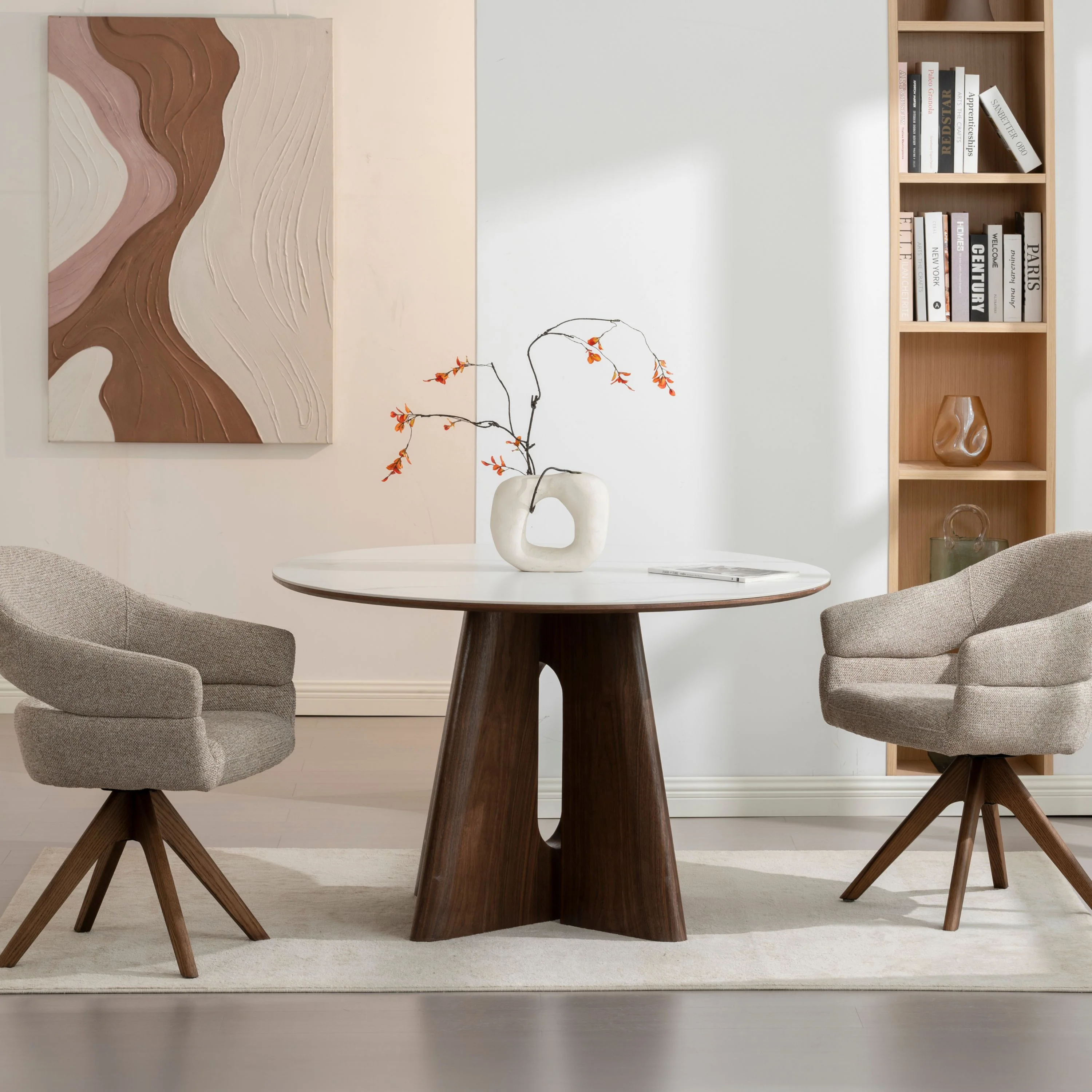 Eettafel Rond Lou - Keramisch Walnoot Fineer - 120cm - Image 6