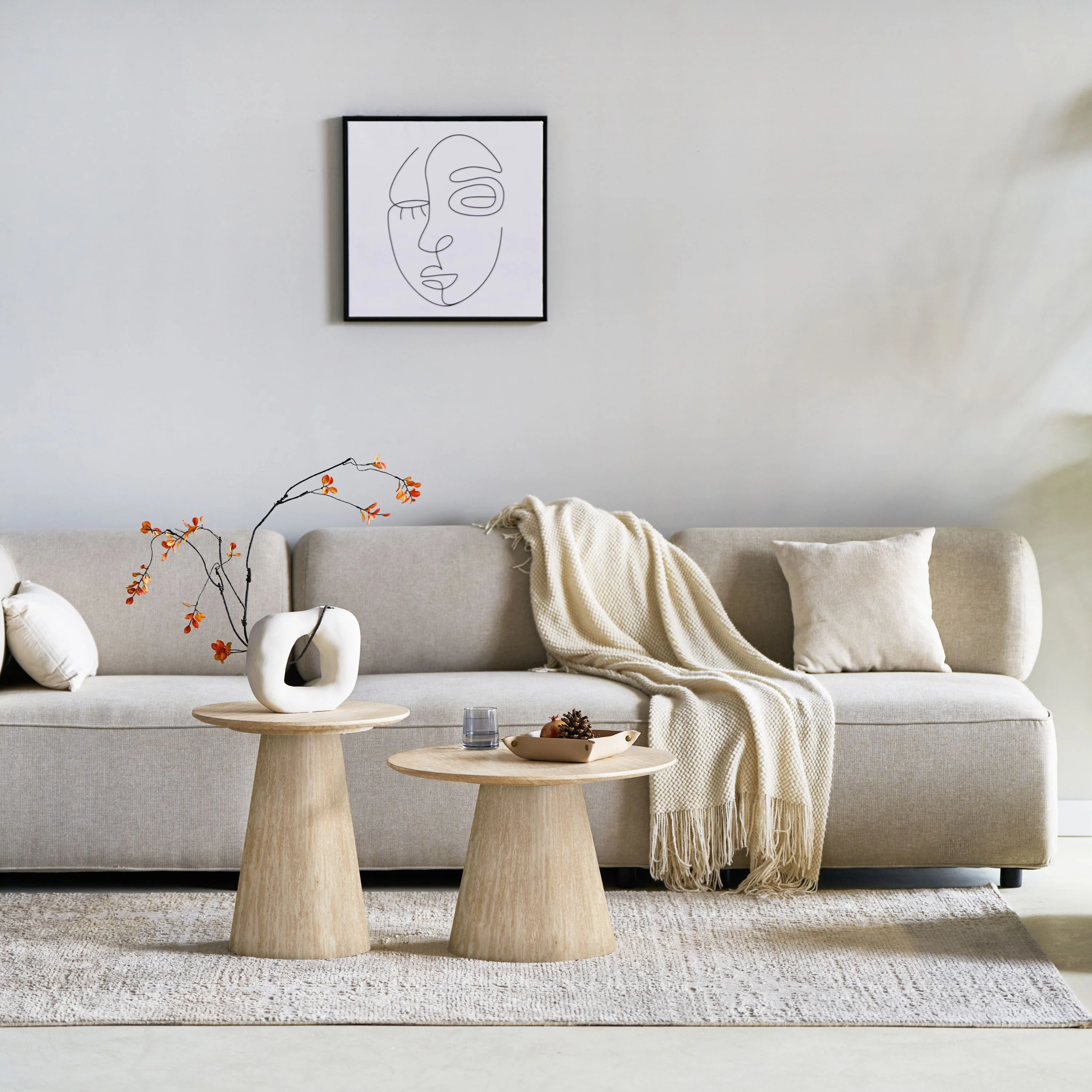 Salontafel Kori - Travertijn Look - Set van 2 - Image 4