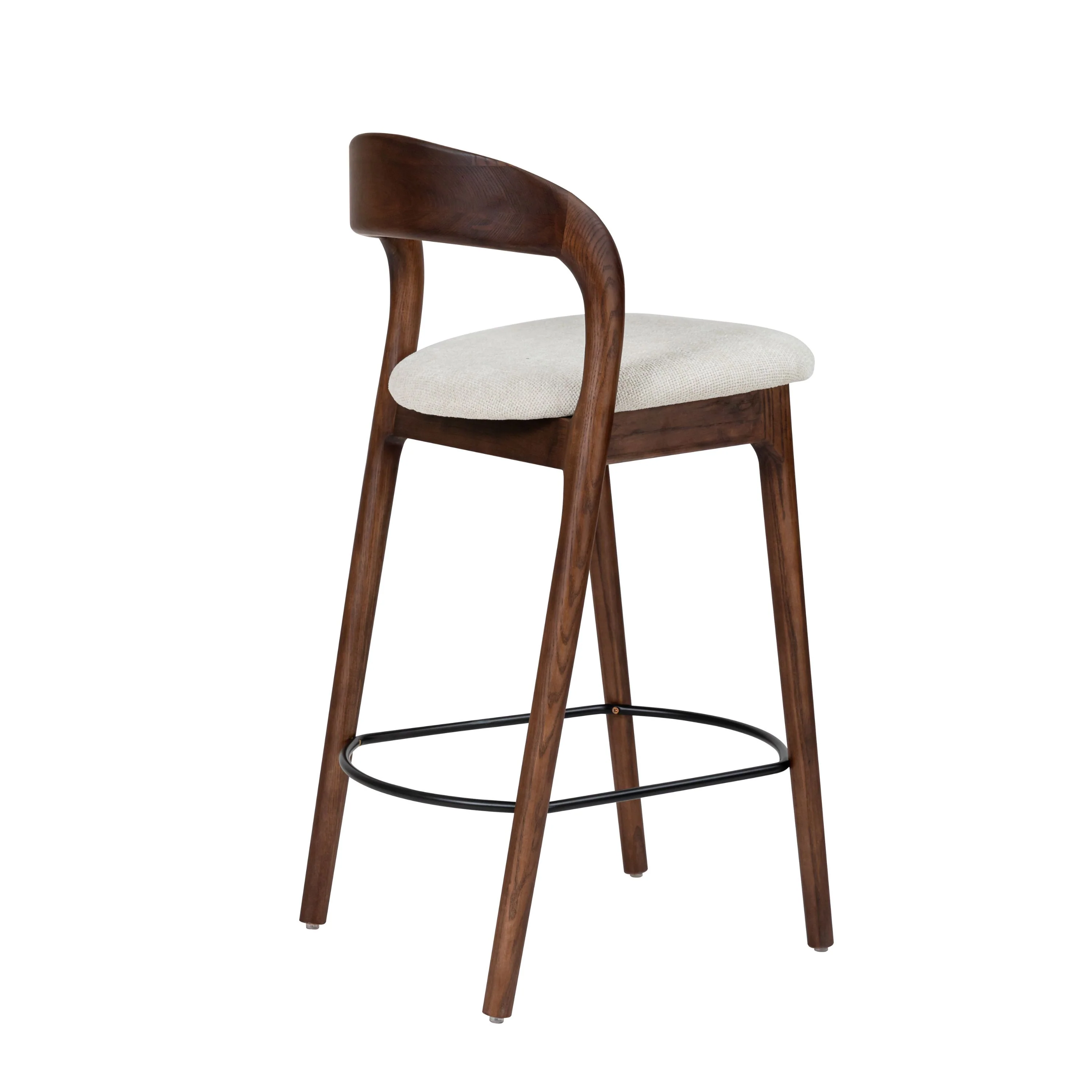 Shion Barstoel - Walnoot kleur - Japandi Beige - Image 3